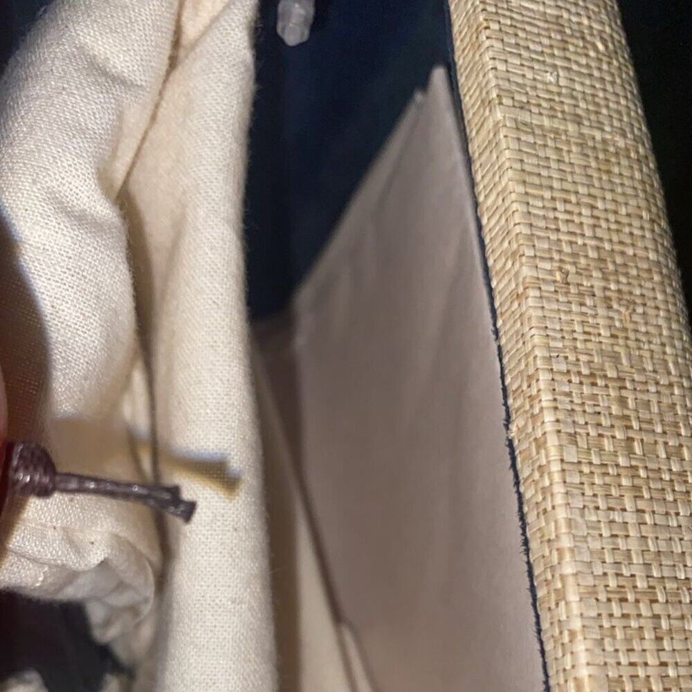 KAYU Blue Natural Stripe Straw Clutch Handbag - Picture 8 of 10